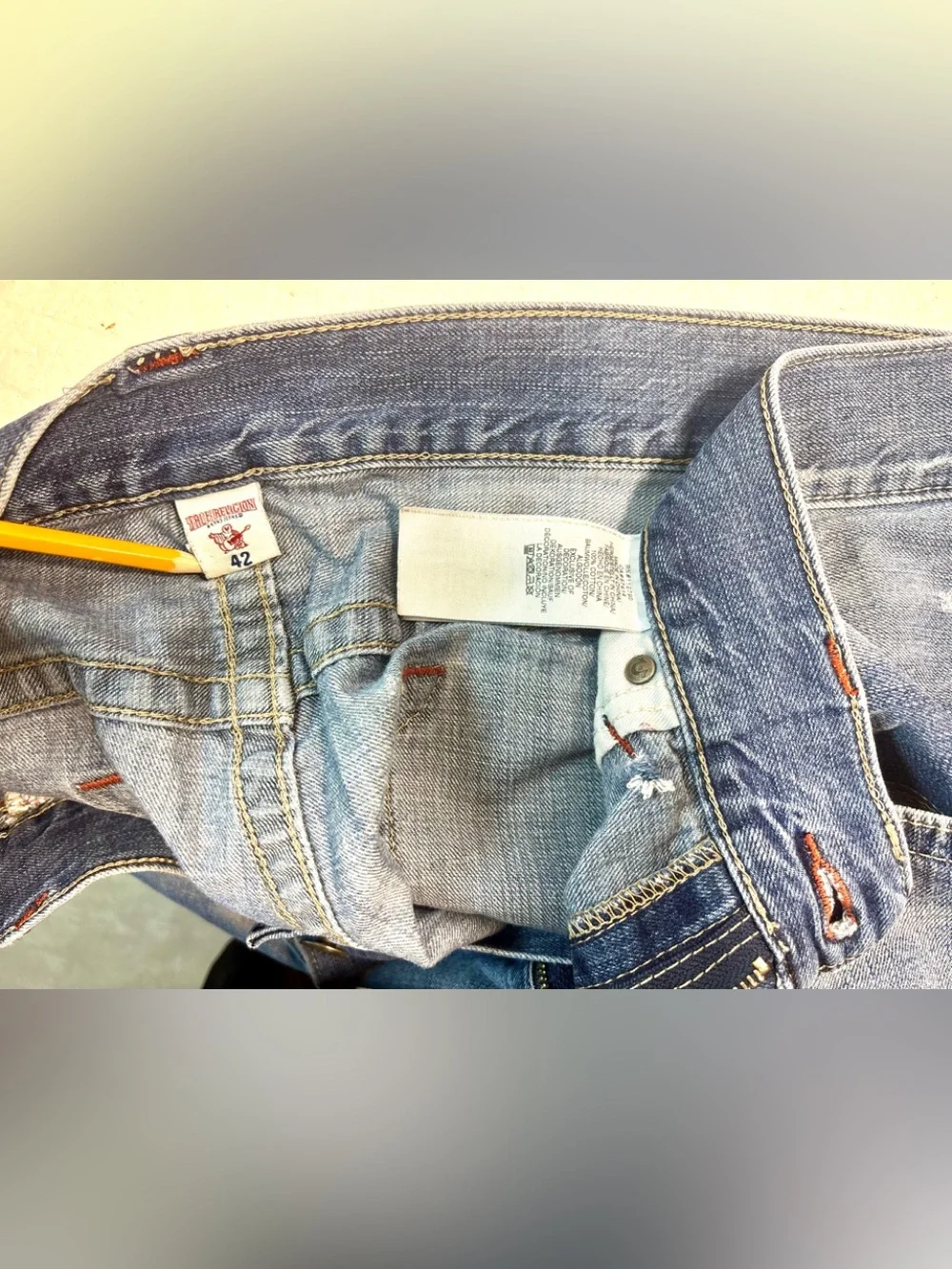 True Religion Rickie Straight Men's Light Blue Slim Straight Jeans Size 42
